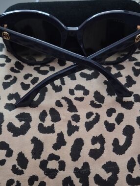 Gucci Blue Sunglasses with Gold Logo Accents